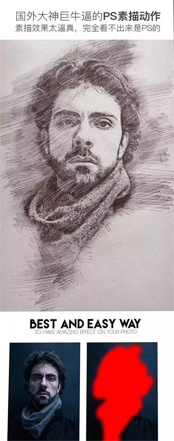 PS插件一键图片转素描草图,效果非常完美!支持Win和Mac-皮皮后期菌